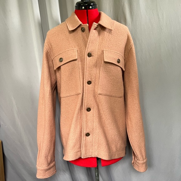 Mauve Italian Boucle Wool Shirt Jacket 
